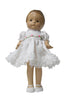 White taffeta dress with pink embroidered trim fits 11" Patsy dolls. 