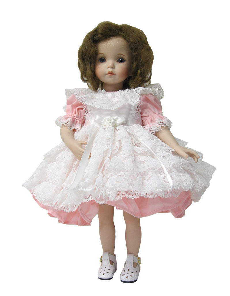 Pink Lacy Doll Pinafore for 10" Diana Effner Dolls