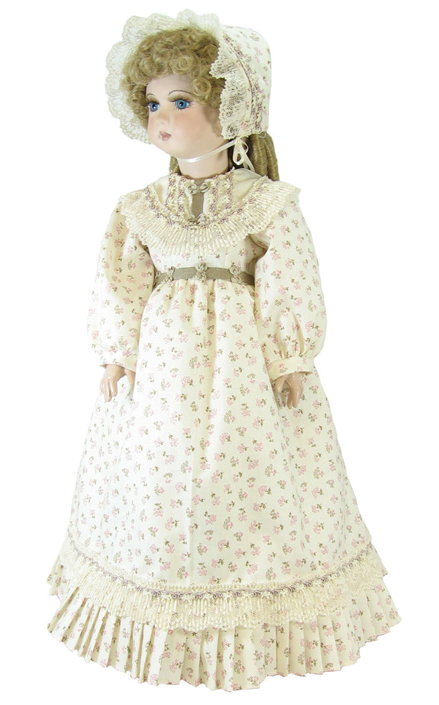 Cream Victorian Calico Fashion Dress for 18" Dolls