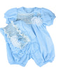 Blue Knit Romper and Bonnet for 20" Baby Dolls 