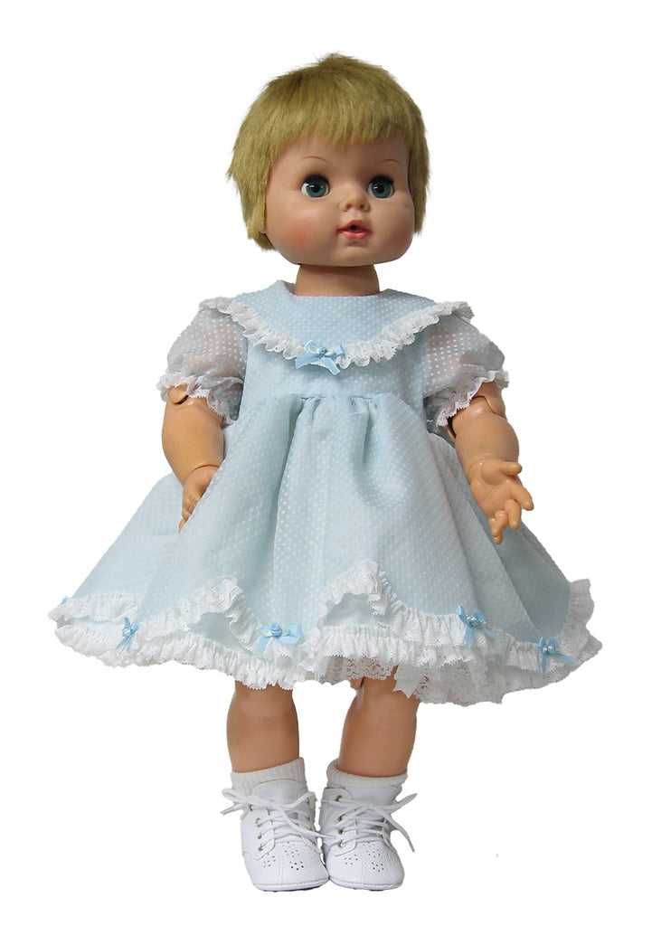 Vintage Styled Flocked Dot dress for 20" Baby Dolls