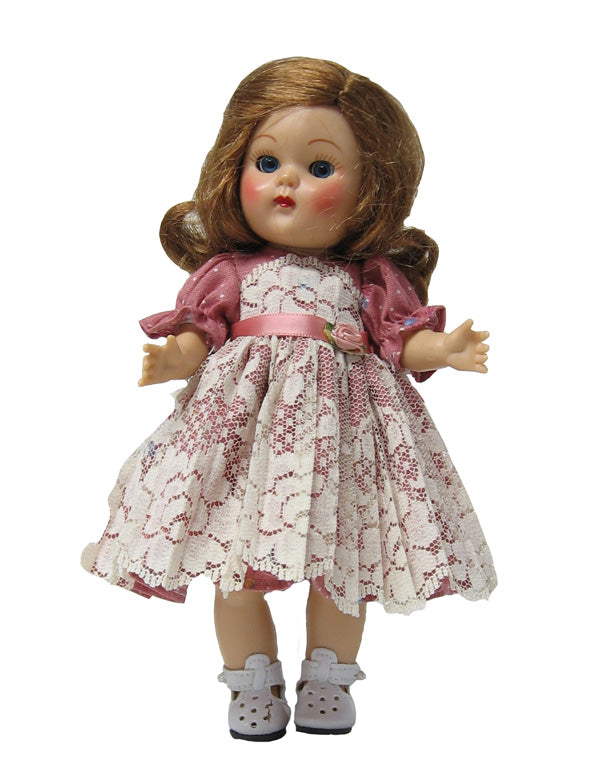 7" Roses and Pleated Lace Doll Dress