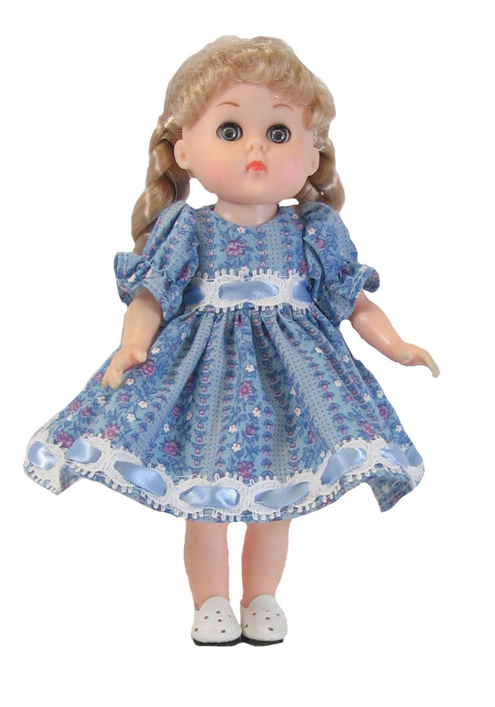 Blue Beaded Dress for 7" Dolls
