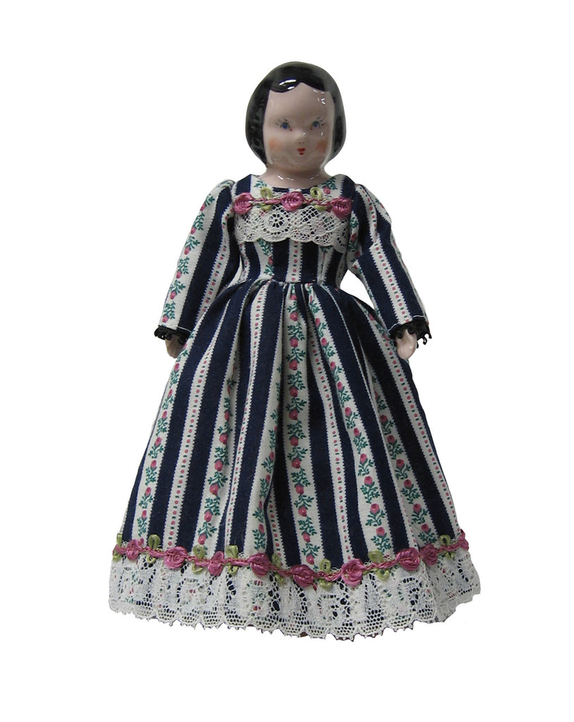 7" Striped China Head Doll Dress