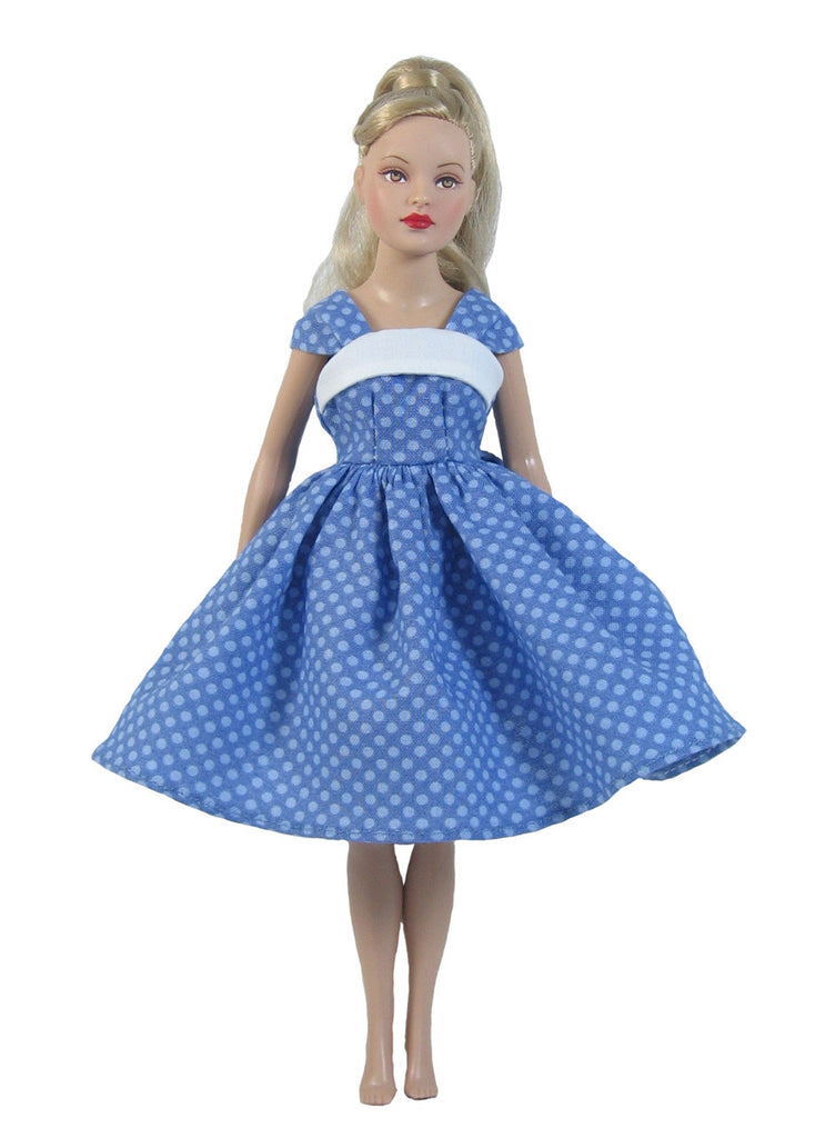 Blue Vintage Fashion Dress for Tiny Kitty Collier Dolls