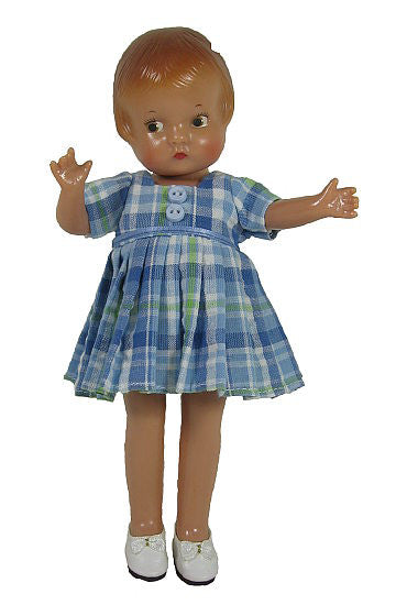 Vee's Victorians Doll Clothes - 9" Vintage Plaid Doll Dress Vee's Victorians Doll Clothes - 9" Vintage Plaid Doll Dress